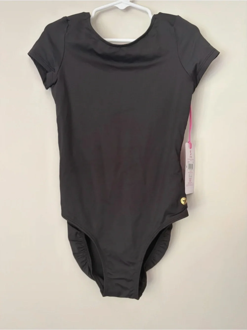Justice Girls Black Cap Sleeve Dance Leotard